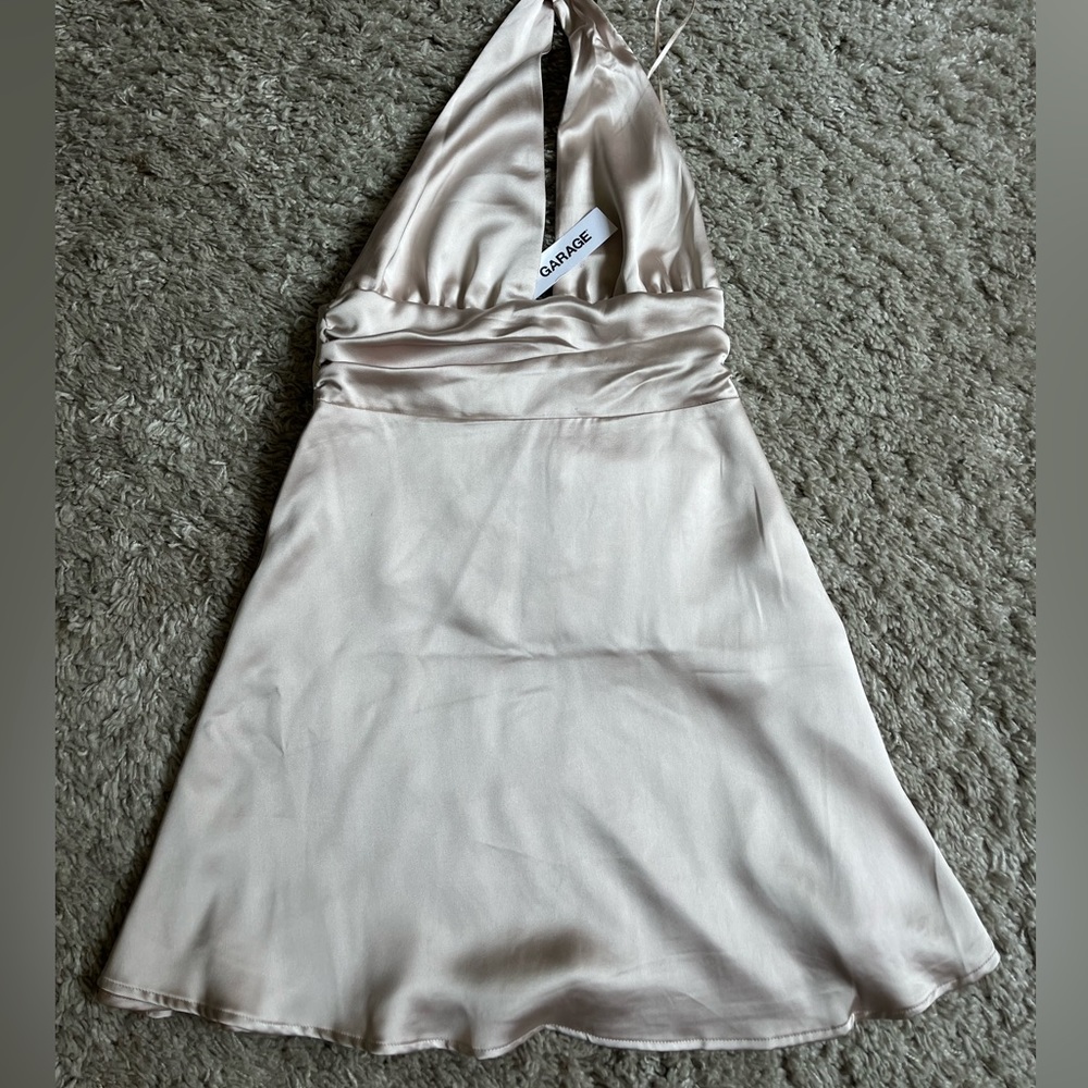 new with tags!! champagne pink silk halter dress